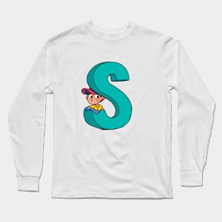 boy peeks out from the capital letter S Long Sleeve T-Shirt